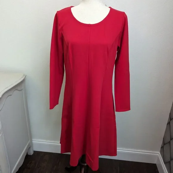Draper James Long Sleeve Fit and Flare Ponte Dress - Picture 3 of 10